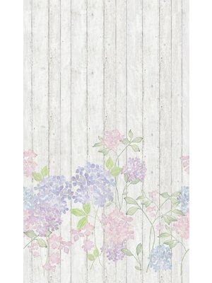 Noordwand Smart Art Easy Fotobehang Hortensia's op houten planken 47265
