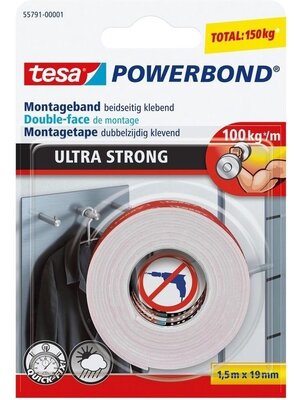 Tesa Powerbond Ultra Strong montagetape 1,5 m x 19 mm
