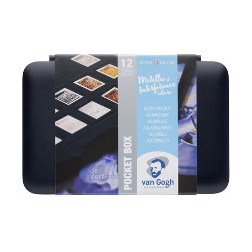 Van Gogh Aquarelverf pocket box Specialty Colours met 12 kleuren in halve napjes Van Gogh Aquarelverf pocket box Specialty Colours met 12 kleuren in halve napjes