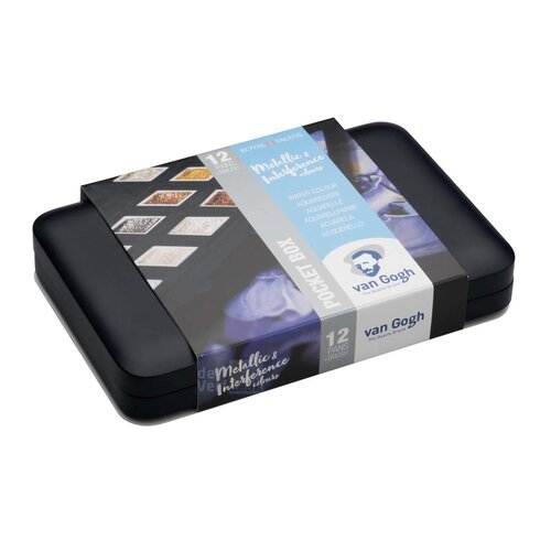 Van Gogh Aquarelverf pocket box Specialty Colours met 12 kleuren in halve napjes Van Gogh Aquarelverf pocket box Specialty Colours met 12 kleuren in halve napjes