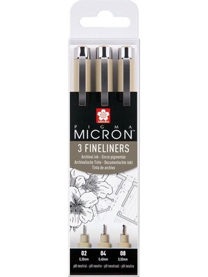 Royal Talens Pigma Micron Etui 3 fineliners Zwart  - Zwart