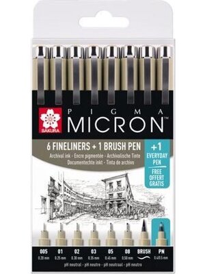 Royal Talens Pigma Micron Fineliners - set van 7 + PN