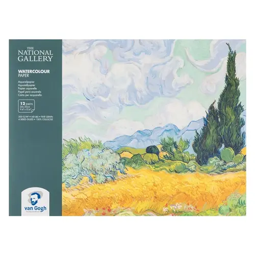 Van Gogh The National Gallery Aquarelpapier Blok - Wit - 12 Vellen Van Gogh The National Gallery Aquarelpapier Blok - Wit - 12 Vellen