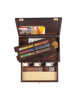 Rembrandt Professionele Aquarelverf Metalen Set Master - 42 Halve Napjes + 14 Accessoires - Algemene Kleurenselectie