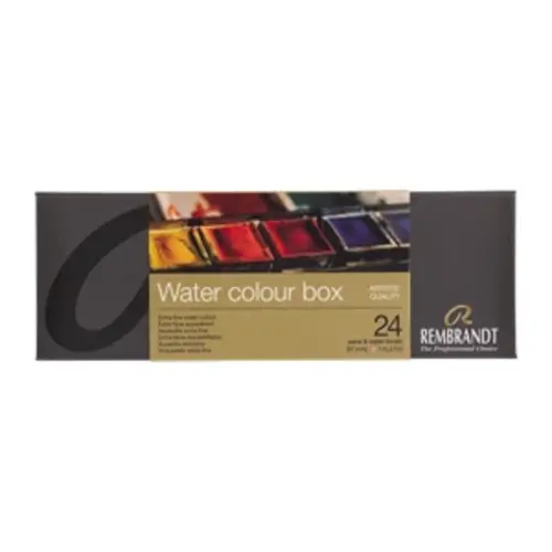 Rembrandt Professionele Aquarelverf Metalen Set - Napjes + Penseel - Algemene Kleurenselectie