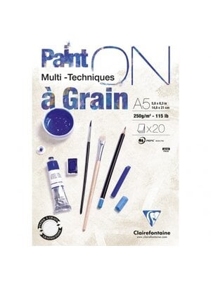 Clairefontaine Painton Mixmedia - Met Grain Blok - 250 gr - 20 Blad - Wit