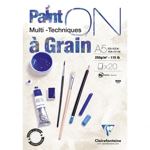 Clairefontaine Painton Mixmedia - Met Grain Blok - 250 gr - 20 Blad - Wit Clairefontaine Painton Mixmedia - Met Grain Blok - 250 gr - 20 Blad - Wit
