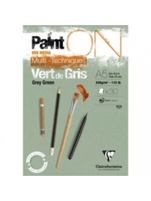 Clairefontaine Painton Mixmedia - Blok - 250 gr - 30 Blad - Grijs Groen