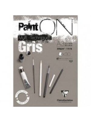 Clairefontaine PaintOn Mixed Media Papier - 250 gr - A3 - Grijs