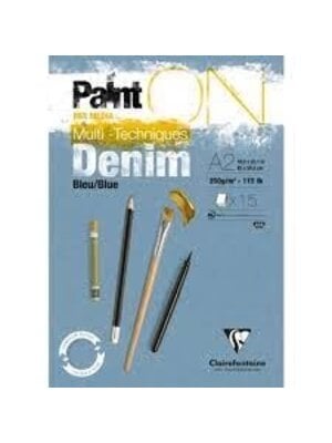 Clairefontaine Painton Mixmedia - Blok - 250 gr - 15 Blad - Denim Blauw
