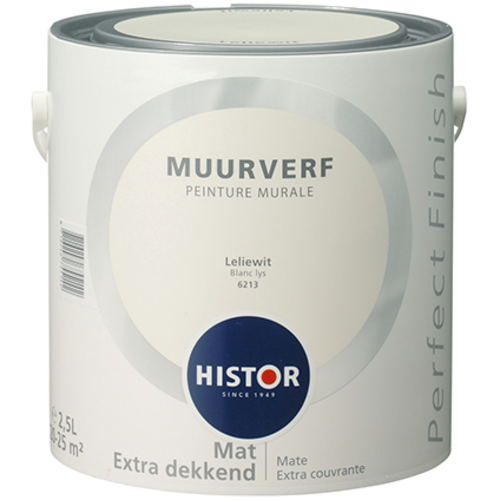 Histor Perfect Finish Muurverf Mat - Leliewit - 2,5 liter Histor Perfect Finish Muurverf Mat - Leliewit - 2,5 liter