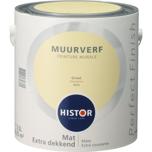 Histor Perfect Finish Muurverf Mat - Groet - 2,5 liter Histor Perfect Finish Muurverf Mat - Groet - 2,5 liter