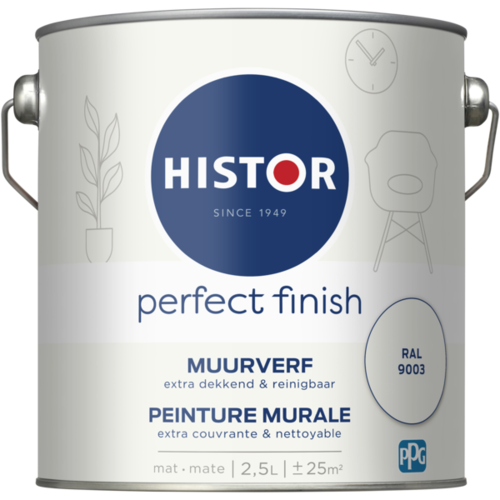 Histor Perfect Finish Muurverf Mat - Ral 9003 - 2,5 liter Histor Perfect Finish Muurverf Mat - Ral 9003 - 2,5 liter