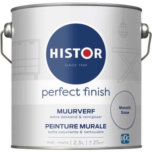 Histor Perfect Finish Muurverf Mat - Moonlit Snow - 2,5 liter Histor Perfect Finish Muurverf Mat - Moonlit Snow - 2,5 liter