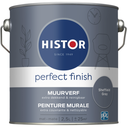 Histor Perfect Finish Muurverf Mat - Sheffield Grey - 2,5 liter Histor Perfect Finish Muurverf Mat - Sheffield Grey - 2,5 liter