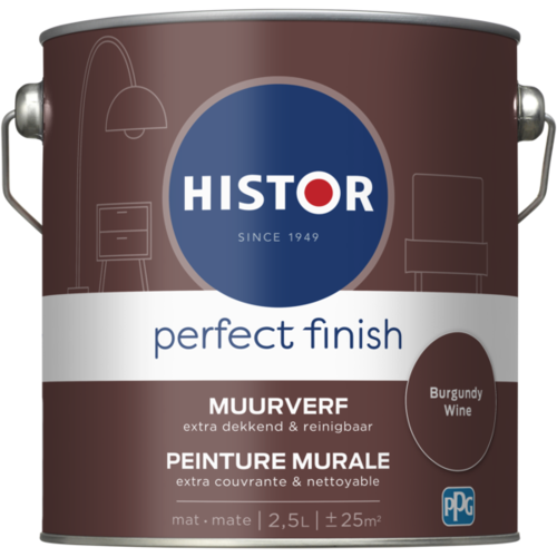 Histor Perfect Finish Muurverf Mat - Burgundy Wine - 2,5 liter Histor Perfect Finish Muurverf Mat - Burgundy Wine - 2,5 liter