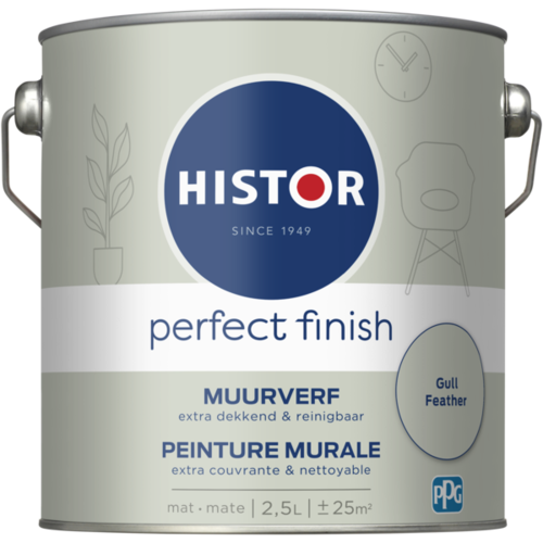 Histor Perfect Finish Muurverf Mat - Gull Feather - 2,5 liter Histor Perfect Finish Muurverf Mat - Gull Feather - 2,5 liter