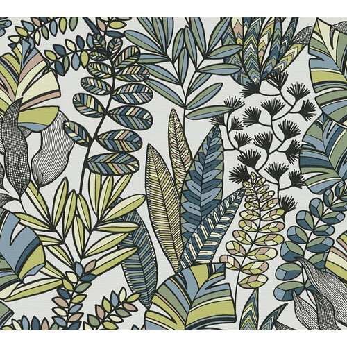 AS Creation Antigua - Wit - Planten Behang - 390951 AS Creation Antigua - Wit - Planten Behang - 390951