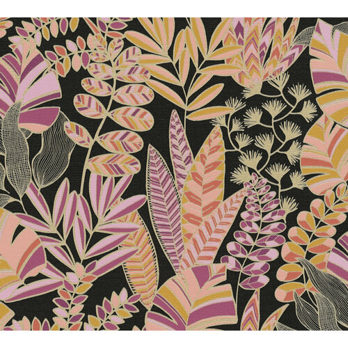 AS Creation Antigua - Zwart - Planten Behang - 390953