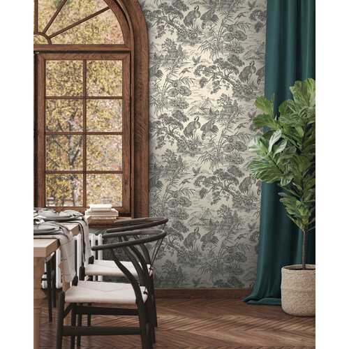 Dutch Wallcoverings Arboretum - Natoru Charcoal Cream - Antraciet/Creme