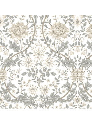 Dutch Wallcoverings FC British Heritage bloem wit/beige - KT20106