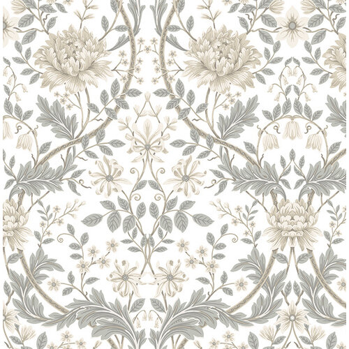 Dutch Wallcoverings British Heritage Bloem Wit/- Beige
