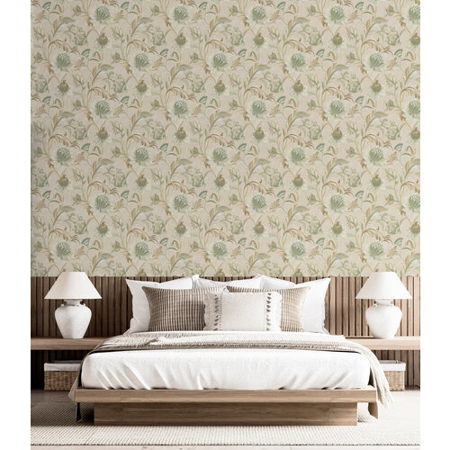 Dutch Wallcoverings Arabesque - Cecelia Beige Green - Beige/Groen