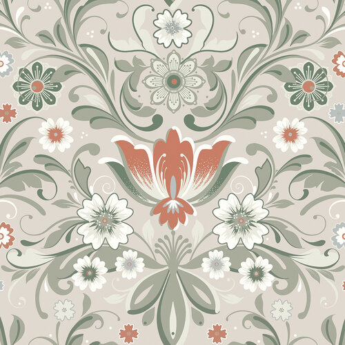 Dutch Wallcoverings Sunnano - Östanskär Beige/Green - Beige/Groen