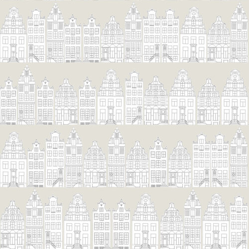 Dutch Wallcoverings Joy - Grachtenpanden - Beige/Wit