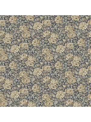 Dutch Wallcoverings FC Rosenlycka- Roses Blue/Ochre - 43107