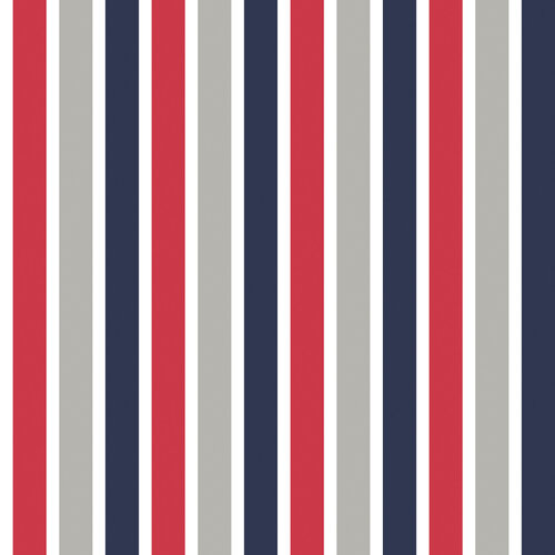Dutch Wallcoverings Joy - Strepen - Blauw/Rood/Grijs