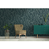 Dutch Wallcoverings Khalili - Brindle Flock Teal - Blauw/Zwart