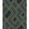 Dutch Wallcoverings Asperia - Fabric Geo - Donkerblauw/Goud