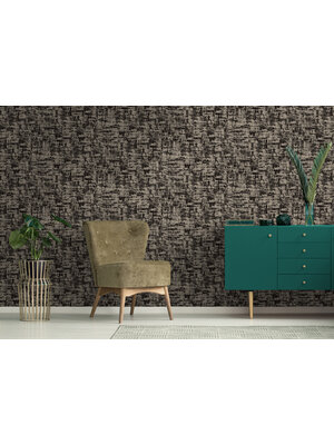 Dutch Wallcoverings Khalili - Brindle Flock Black - Goud/Zwart Dutch Wallcoverings Khalili - Brindle Flock Black - Goud/Zwart