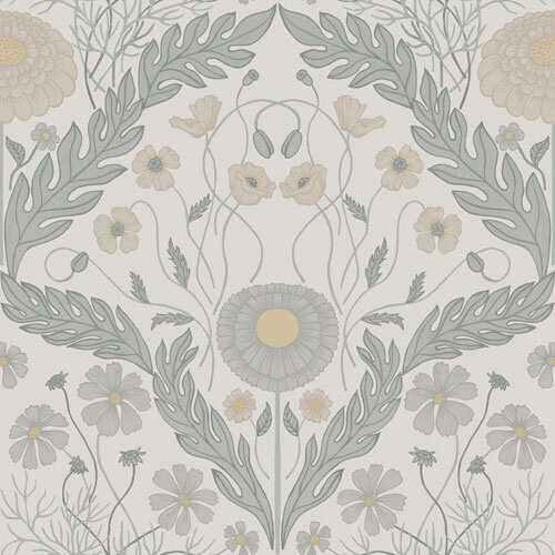 Dutch Wallcoverings Blomstermala - Marguerite Grey - Grijs
