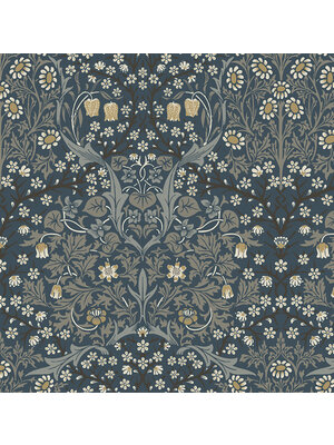 Dutch Wallcoverings FC British Heritage bloem blw/grijs - KT20202