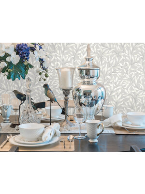 Dutch Wallcoverings British Heritage Blaadjes - Grijs Dutch Wallcoverings British Heritage Blaadjes - Grijs