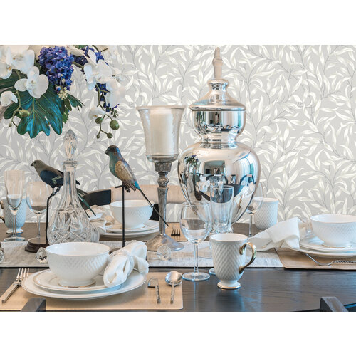 Dutch Wallcoverings British Heritage Blaadjes - Grijs