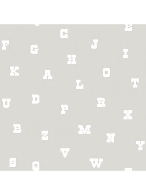 Dutch Wallcoverings Joy - Letters - Grijs/Wit Dutch Wallcoverings Joy - Letters - Grijs/Wit