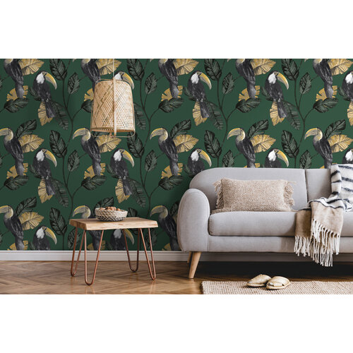 Dutch Wallcoverings Amazonia - Tiki Green - Groen