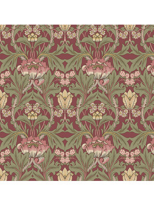 Dutch Wallcoverings FC British Heritage bloem rood/groen - KT20501 Dutch Wallcoverings FC British Heritage bloem rood/groen - KT20501