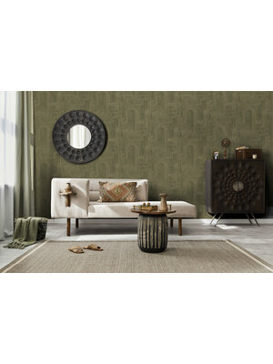 Dutch Wallcoverings Khalili - Macrame Khaki - Groen Dutch Wallcoverings Khalili - Macrame Khaki - Groen