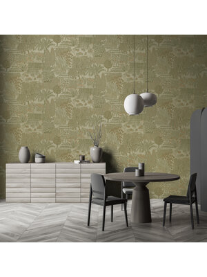 Dutch Wallcoverings Khalili - Mirissa Khaki - Groen Dutch Wallcoverings Khalili - Mirissa Khaki - Groen