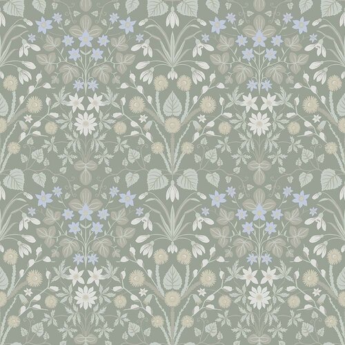 Dutch Wallcoverings Langenas - Varblommor Green - Groen