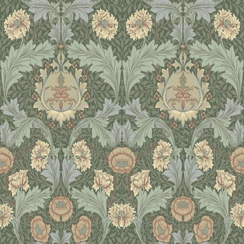 Dutch Wallcoverings Hidden Tr2 -Myrtle Green/Apricot - Groen/Abrikoos