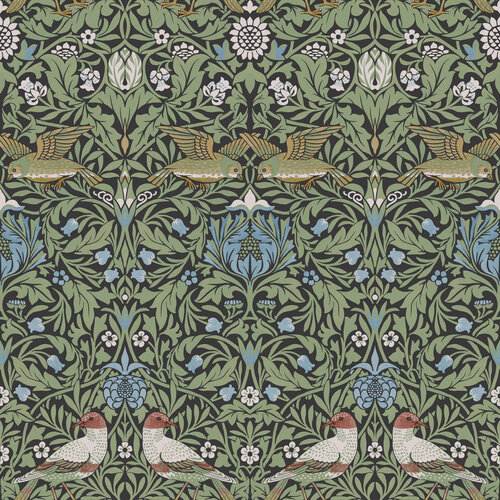 Dutch Wallcoverings Hidden Tr2 -Bird Green/Blue - Groen/Blauw