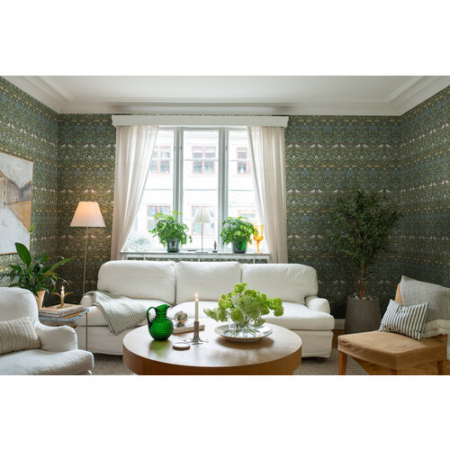 Dutch Wallcoverings Hidden Tr2 -Bird Green/Blue - Groen/Blauw