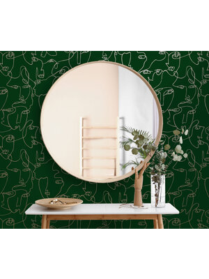 Dutch Wallcoverings Amazonia - Linear Visage Green/Gold - Groen/Goud