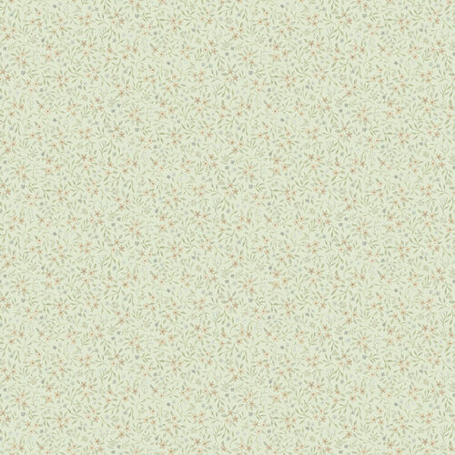 Dutch Wallcoverings Rosenlycka - Mini Flowers Green - Groen/Rood