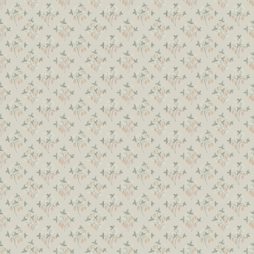 Dutch Wallcoverings Rosenlycka - Strawberries Neutral - Groen/Rood/Wit